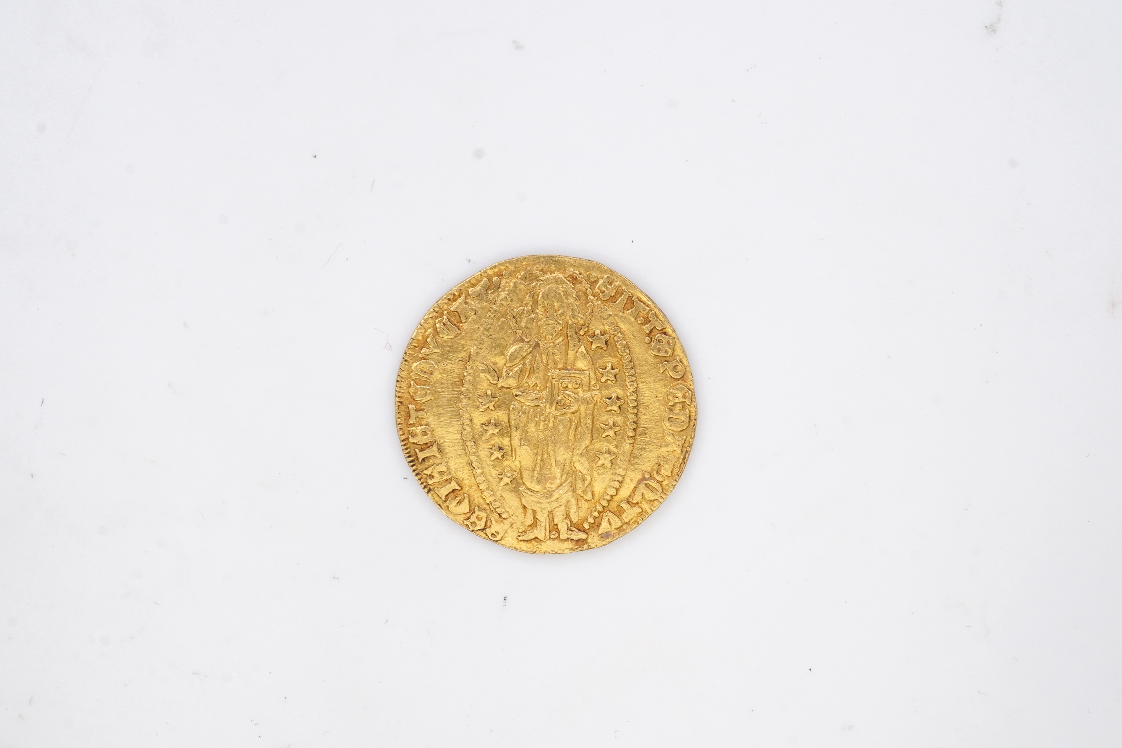 A medieval gold zecchino coin, Republic of Venice, Antonio Venier (1382-1400)